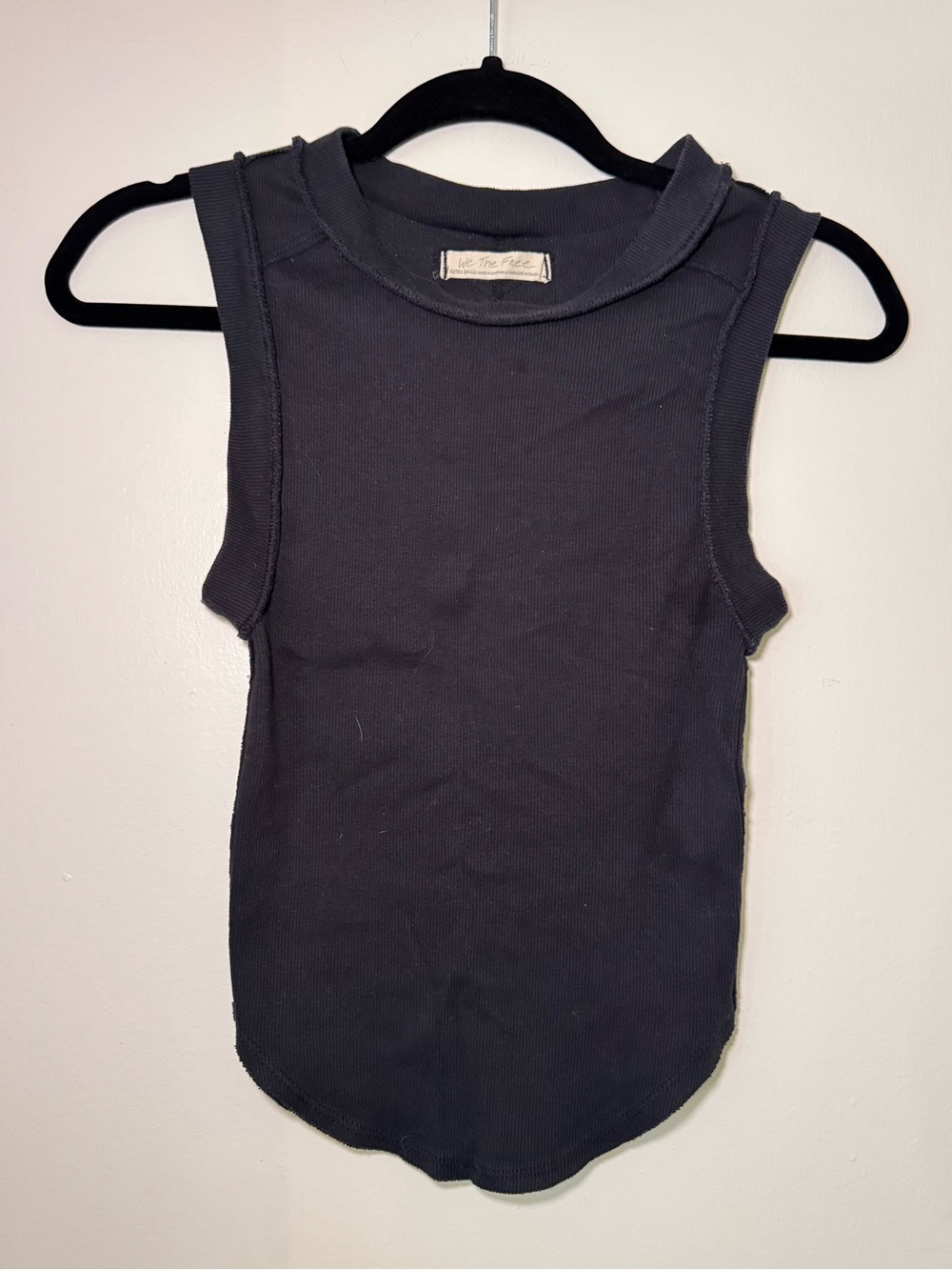 We The Free Black Sleeveless Ribbed Tank Top
